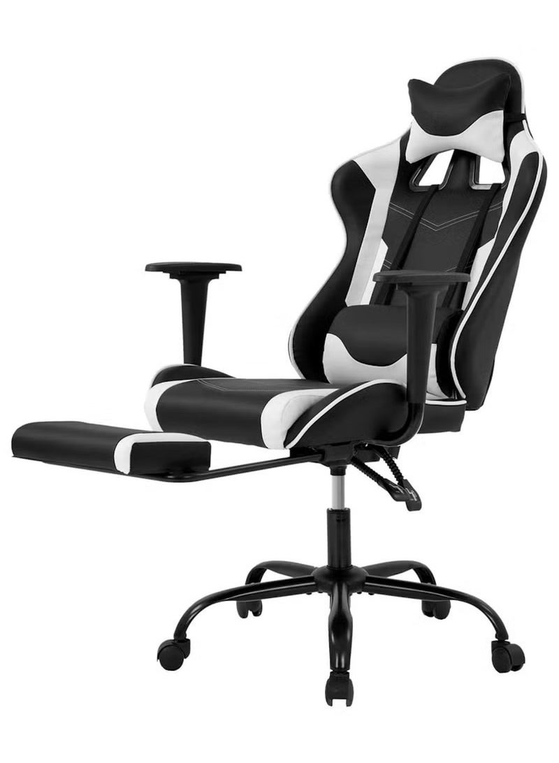 Huitich Ergonomic Gaming Chair with Headrest, Footrest & Armrest – Heavy-Duty Office Throne (Black) - Image 1