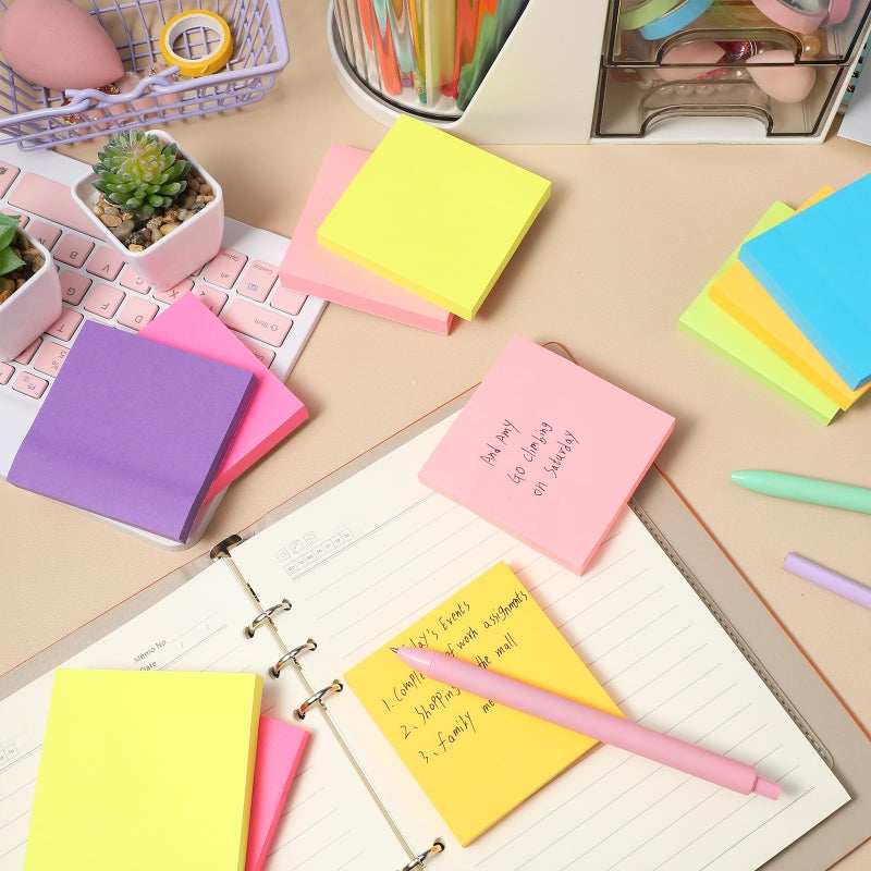 16 Pieces Self Stick Notes Square Blank Memo Pads Sticky Paper for Office School Student Message Recording - Image 3