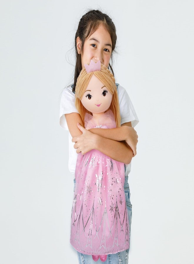 June Garden 30" XL Princess Seraphina Rainbowdream Soft Rag Doll - Adorable Stuffed Life Size Doll Gift for Girls - Pink Dress - Image 2