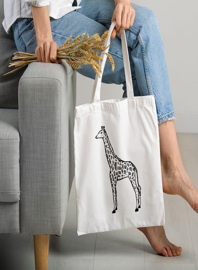 ARTBUG Tote Bag for Women with zip, Aesthetic Canvas tote bag for college girls, office, stylish and reusable - Giraffe - D No - 158 - Image 2