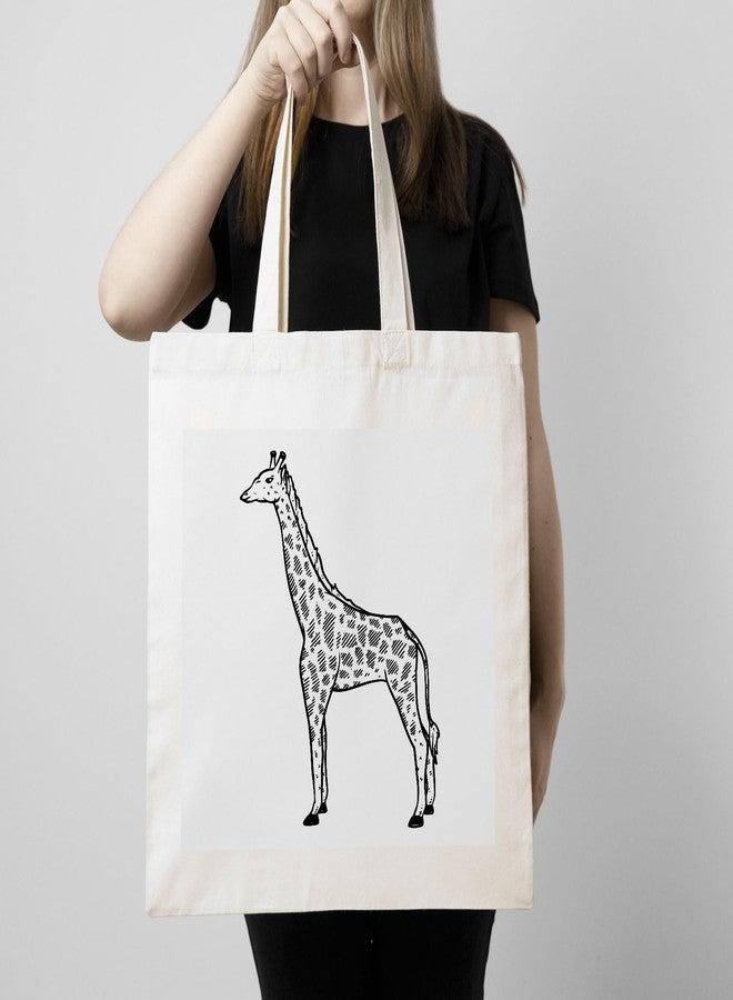 ARTBUG Tote Bag for Women with zip, Aesthetic Canvas tote bag for college girls, office, stylish and reusable - Giraffe - D No - 158 - Image 3