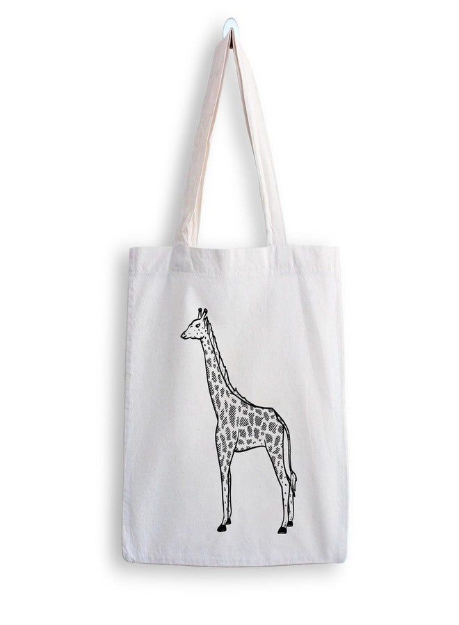 ARTBUG Tote Bag for Women with zip, Aesthetic Canvas tote bag for college girls, office, stylish and reusable - Giraffe - D No - 158 - Image 1