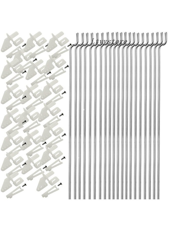 Ltvystore 20Pcs 304 Stainless Steel 1.2 X 450Mm Z Push Rods Parts &20Pcs Nylon Control Horns 21X10 Mm Compatible For Rc Airplane Plane Boat Replacement - Image 1