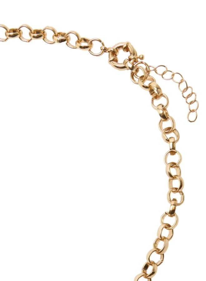 Parfois Gold Necklace Of Links With Heart Pendant And Crystal for Women | Best Price UAE