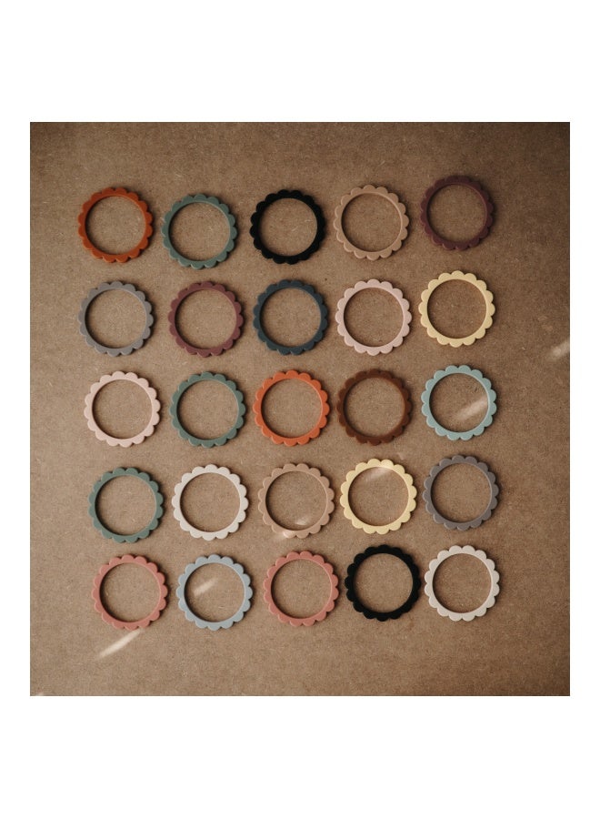mushie Flower Teether Bracelet 3-Pack Dove Gray/Steel/Stone - Image 2