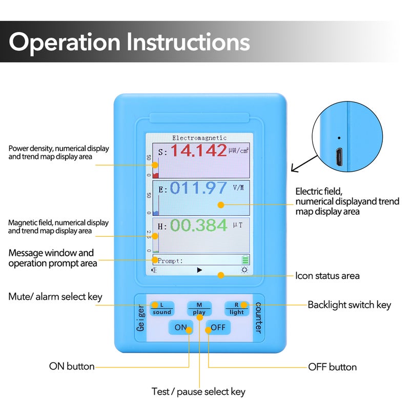 BR-9A Handheld Portable Electromagnetic Radiation Detector High Accuracy Professional Semi-functional Type Electromagnetic Radiation Tester - Image 5
