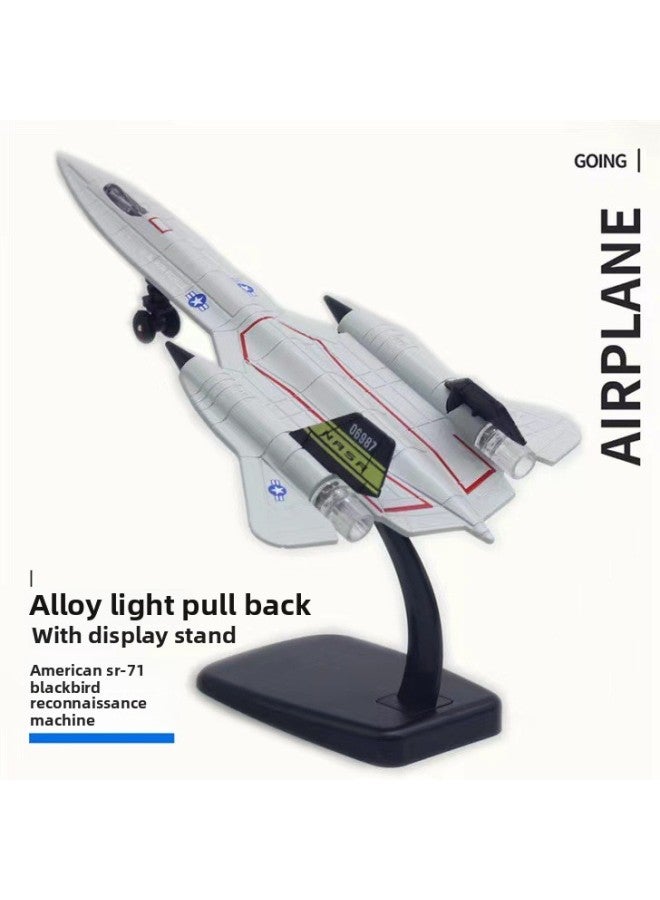 Light Sound Effect Pull Back Alloy Aircraft Model Children's Toys Aerospace Alloy Fighter-Color:Blackbird SR-71 White - Image 1