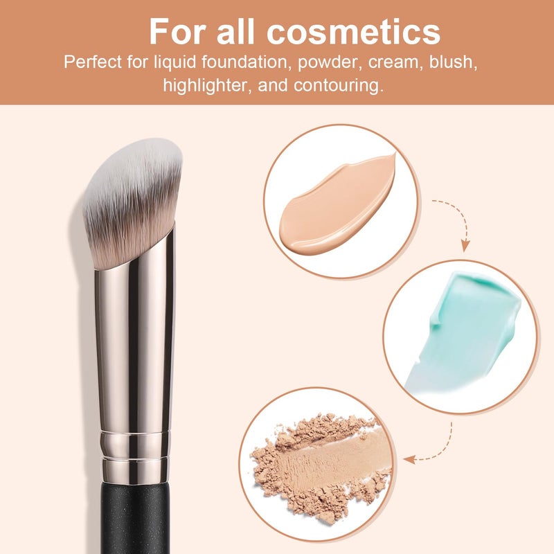 TEOYALL Foundation Contour Conceal Brush Set, 3PCS Angled Synthetic Kabuki Brush for Blending Setting Buffing with Liquid, Cream and Powder Cosmetic (170S/270S/370S) - Image 4