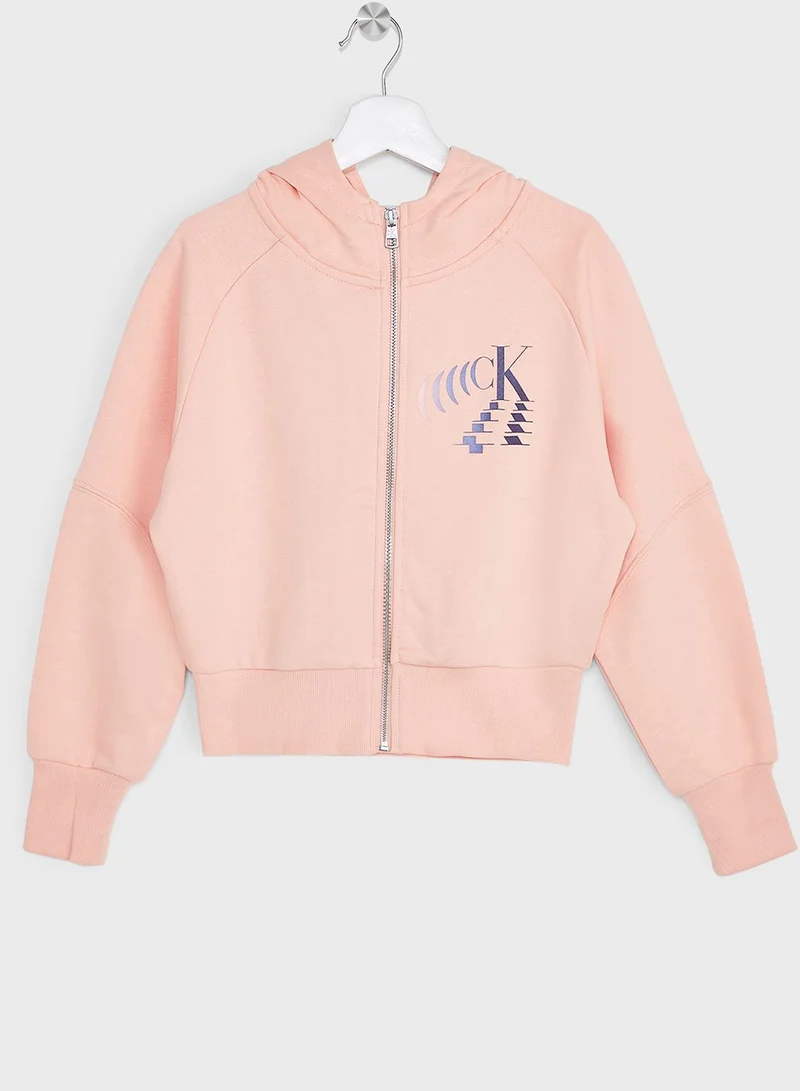 Calvin Klein Jeans Kids Logo Zip Thru Jacket