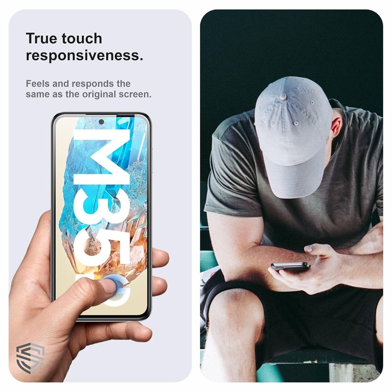 Skyddshield Military-Grade Gorilla Tempered Glass For Samsung Galaxy M35 (6.6 Inch) With Installation Kit | Edge to Edge Coverage | Black - Image 4