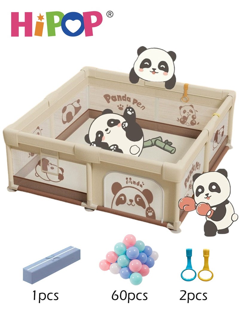 HIPOP Baby Playpen with Safety Fence 150*180cm,Household Climbing Mat with 60 Sea Balls,Indoor Play Game Fence - Image 1