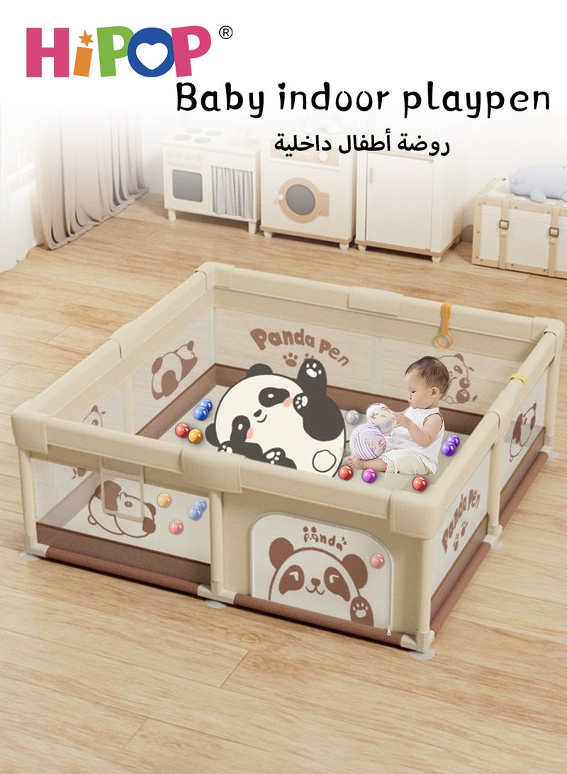 HIPOP Baby Playpen with Safety Fence 150*180cm,Household Climbing Mat with 60 Sea Balls,Indoor Play Game Fence - Image 3