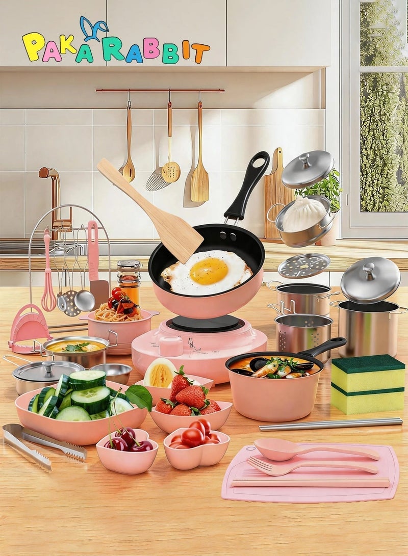 Paka Rabbit Real Mini Electric Cooking Toy Set, 26 Pieces – Engaging Kitchen Playset for Kids Aged 4+,  With Realistic Electric Cooking Appliances, Utensils, and Mini Food Items, Developing Motor Skills, Perfect Gift for Kids - Image 1