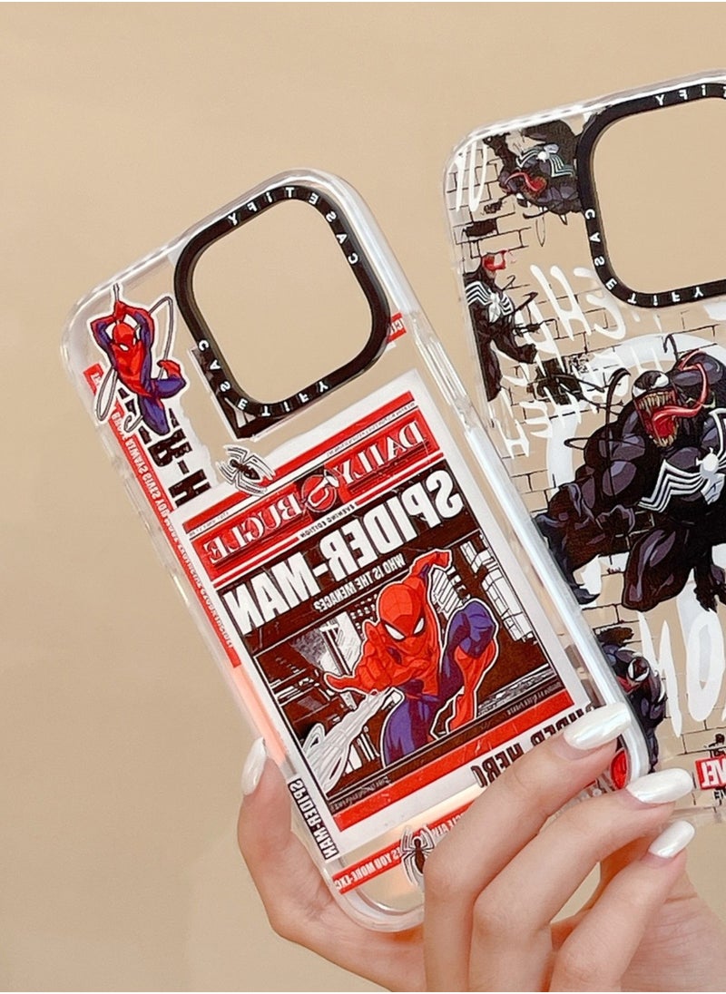 Casetify - Apple iPhone 14 Pro Max Case,Fighting Spider-Man Magnetic Adsorption Phone Case - Semi transparent - Image 1
