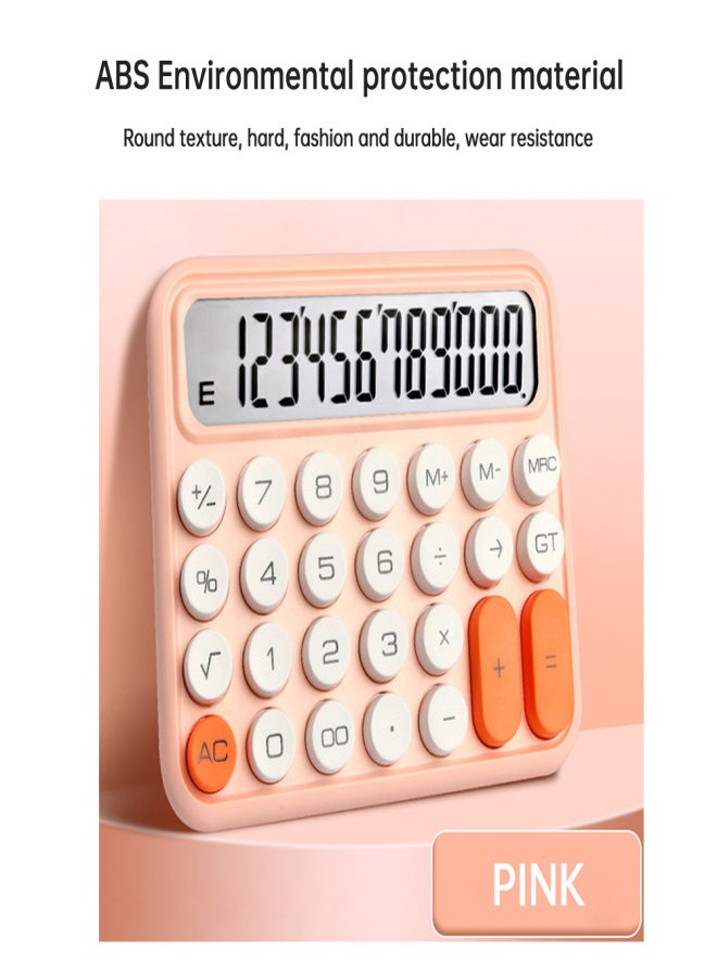 آلة حاسبة لطيفة، شاشة LCD كبيرة مكونة من 12 رقمًا، أزرار دائرية ميكانيكية، ألوان متدرجة جذابة، تعمل بالبطارية، مناسبة للمكتب والمدرسة والمنزل، للأطفال والطلاب والمحاسبين - Image 2