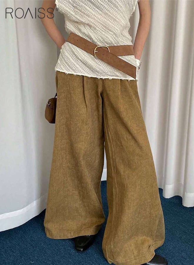 roaiss Women's Brown PU Leather Waist Belt, Simple Casual Gold Square Buckle Design Vintage Fashion Adjustable Waistband for Women Jeans, Sweaters, Suits, Dresses - Image 3