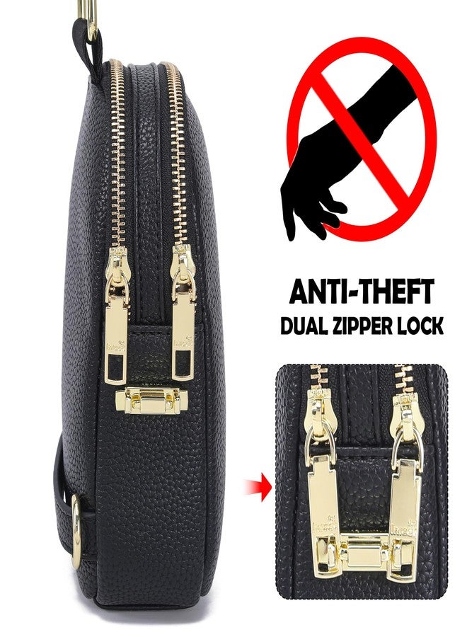 INICAT Small Anti Theft Crossbody Bags Women Valentine's Day Gifts, Vegan Leather Sling Cross Body Purse Travel Essentials(Black) - Image 2