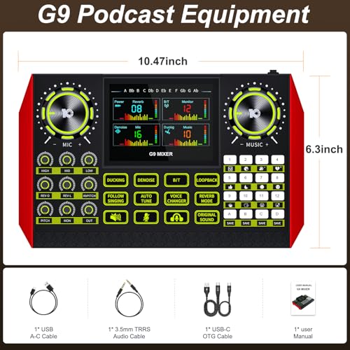 neculogy G9 Gaming Audio Mixer，Podcast Equipment Live Sound Card for Streaming，Audio Interface DJ Mixer Sound Card/Board Condenser Microphone for Tiktok Gaming Video Content Creator Kit. - Image 2