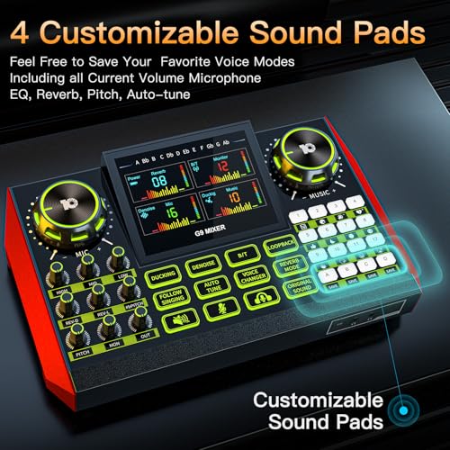 neculogy G9 Gaming Audio Mixer，Podcast Equipment Live Sound Card for Streaming，Audio Interface DJ Mixer Sound Card/Board Condenser Microphone for Tiktok Gaming Video Content Creator Kit. - Image 5