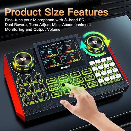 neculogy G9 Gaming Audio Mixer，Podcast Equipment Live Sound Card for Streaming，Audio Interface DJ Mixer Sound Card/Board Condenser Microphone for Tiktok Gaming Video Content Creator Kit. - Image 4