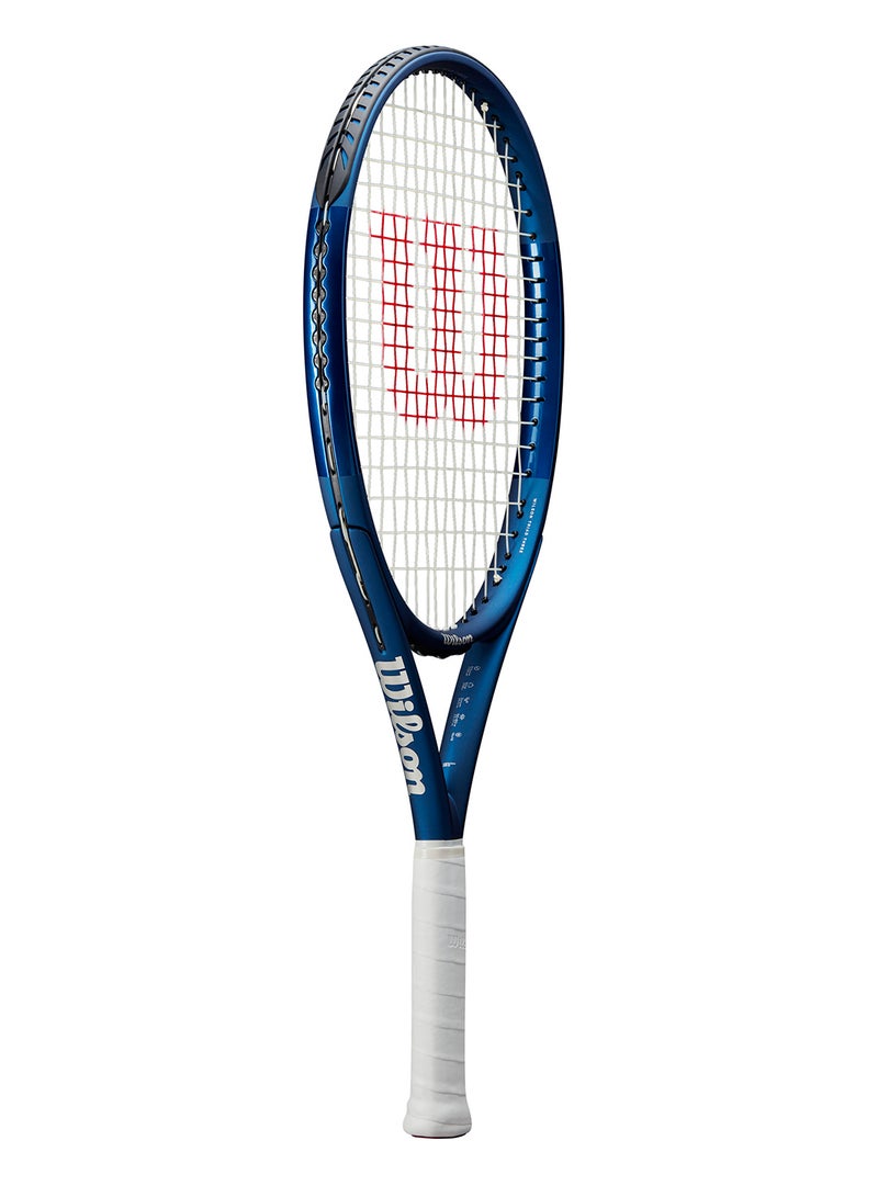 Wilson Triad Three Tennis Racket, Head 113, 16X19, Adults, Intermediate/ Advanced - Blue/ White - Image 2