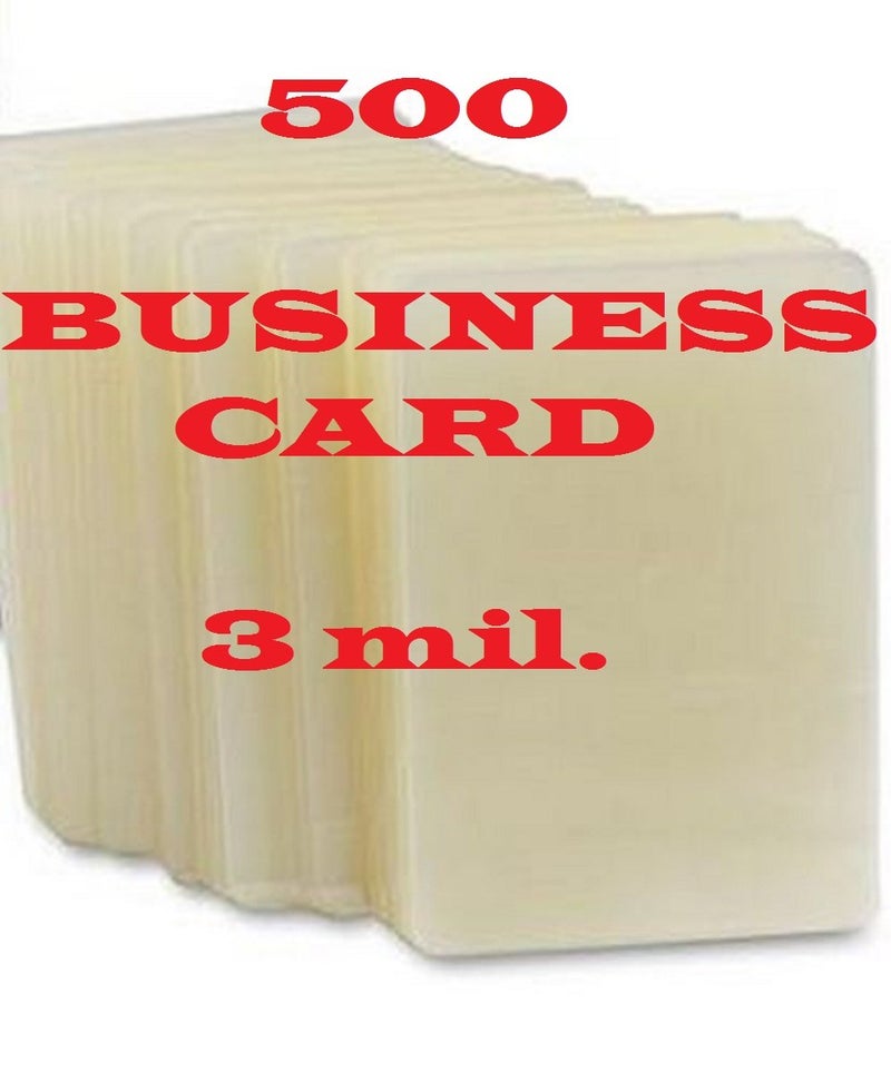 Heat Activated Business Card Laminating Pouches 3 Mil 2-1/4 x 3-3/4 [pk of 500] 57mm x 95mm and 75 microns Thick for up to 2â€ x 3.5â€ Size Sheets, Clear Gloss