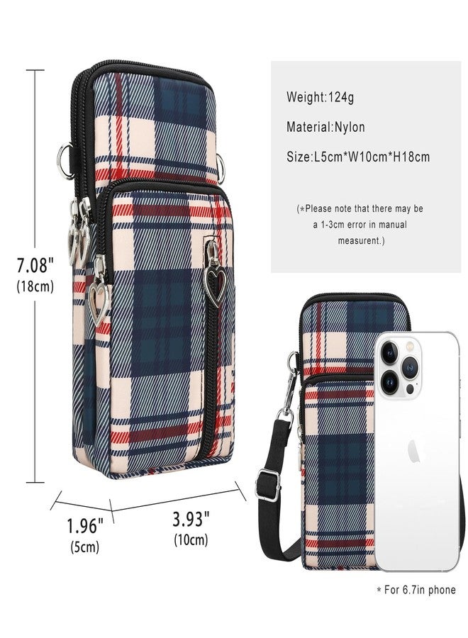 DOB SECHS Crossbody Wallet,Crossbody Bags for Women,phone purse,Shoulder Strap Wallet Pouch, for Women Mini Crossbody Sports Cell Phone Purse-Beige Check - Image 3