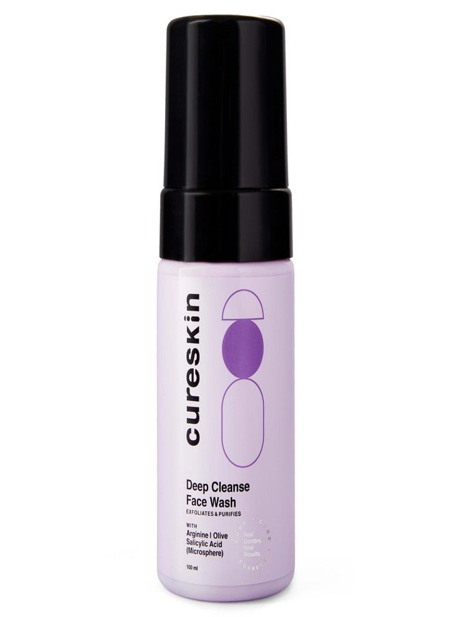 Cureskin غسول الوجه كيورسكين ديب كلينز بحمض الساليسيليك للبشرة الدهنية | غسول الوجه الرغوي بحمض الساليسيليك للرجال والنساء، 100 مل (عبوة واحدة) - Image 1