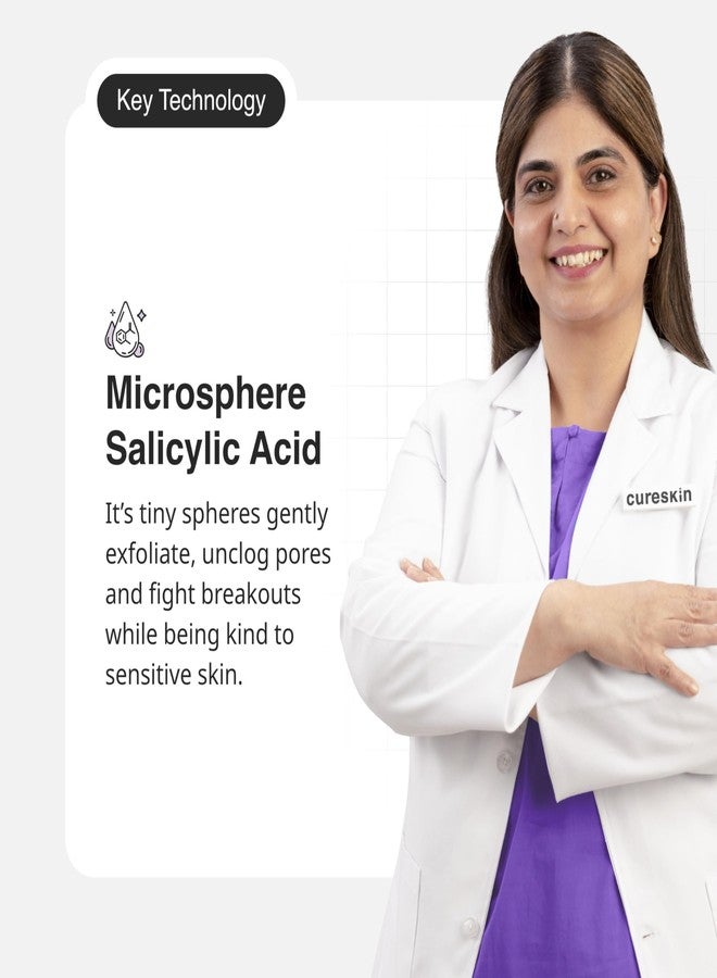 Cureskin غسول الوجه كيورسكين ديب كلينز بحمض الساليسيليك للبشرة الدهنية | غسول الوجه الرغوي بحمض الساليسيليك للرجال والنساء، 100 مل (عبوة واحدة) - Image 4