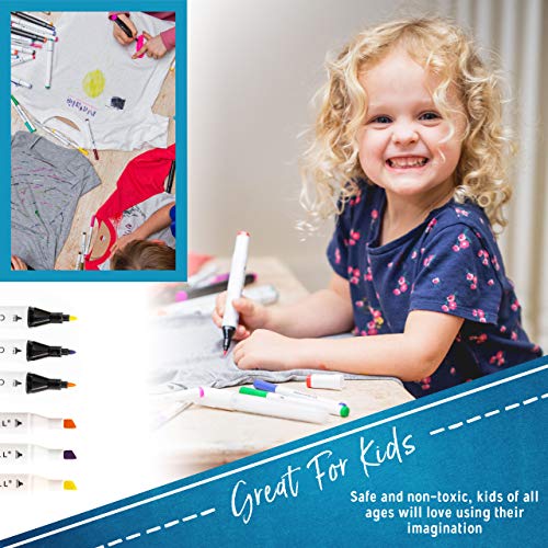 Crafts 4 All Fabric Markers for Clothes - Pack of 12 No Fade, Dual Tip Permanent Fabric Pens - No Bleed, Machine Washable Shoe Markers for Fabric Decorating - Laundry Marker, Erases Stains Easily - Image 4