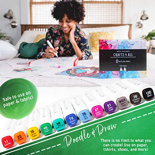 Crafts 4 All Fabric Markers for Clothes - Pack of 12 No Fade, Dual Tip Permanent Fabric Pens - No Bleed, Machine Washable Shoe Markers for Fabric Decorating - Laundry Marker, Erases Stains Easily - Image 5
