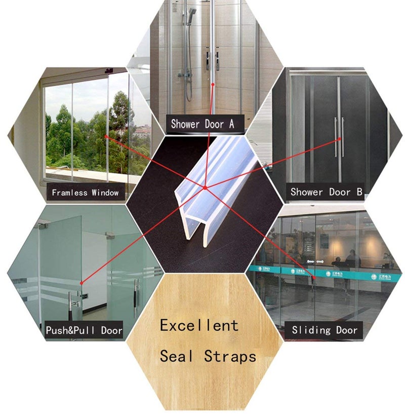 Zengest Zengest Shower Glass Door Seal Strip, 120 Inch Silicone Soft Shower Door Sweep to Stop Leaks, Frameless Seal Strip  - Image 5