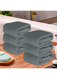 Kuber Industries Kuber Industries Pack of 6 Super Absorbent & Reusable Microfibre Face Towel for Women | 15x15 In | 250 GSM Kids Soft & Easy to Wash Small Towels for Face and Hand | Plain Ash Grey  - Image 1