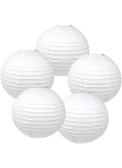 APSAMBR APSAMBR5 PEICES 12 INCH White Color Paper Lanterns Round Chinese Paper lampion Wedding Party Hanging Indoor or Outdoor Decor  - Image 1