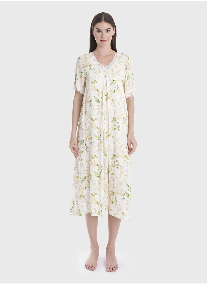 كشخة Floral Print Nightwear Dress