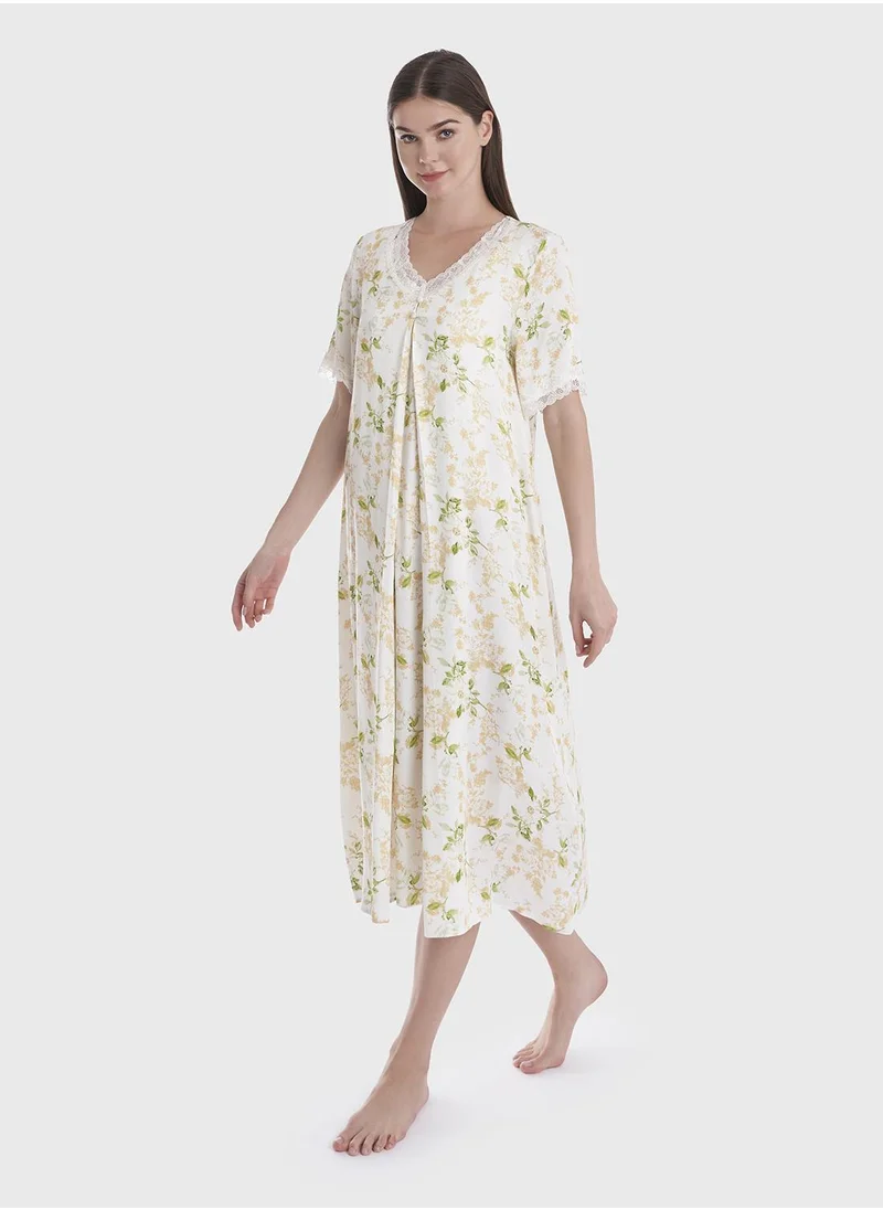 كشخة Floral Print Nightwear Dress