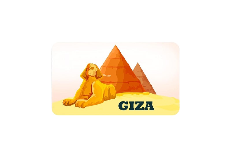 AVI Rubber Rectangular Fridge Magnet Peach Colorful Giza Pyramid Egypt Travel Souvenir RFM00069 - Image 1