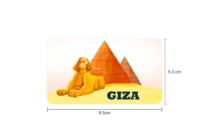 AVI Rubber Rectangular Fridge Magnet Peach Colorful Giza Pyramid Egypt Travel Souvenir RFM00069 - Image 2
