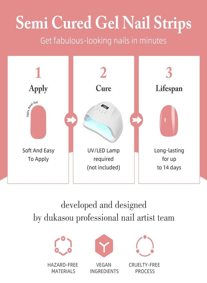 DUKASOU Semi Cured Gel Nail Strips, 28 pcs UV Gel Nail Stickers Full Nails Wraps for Women Home DIY Nails Art, UV Light Required, Lilac Purple - Image 3