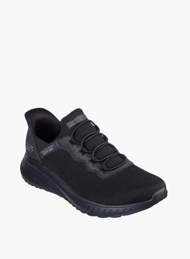 SKECHERS Men's Monotone Slip-On Sports Shoes With Lace Detail - Bobs Squad Chaos