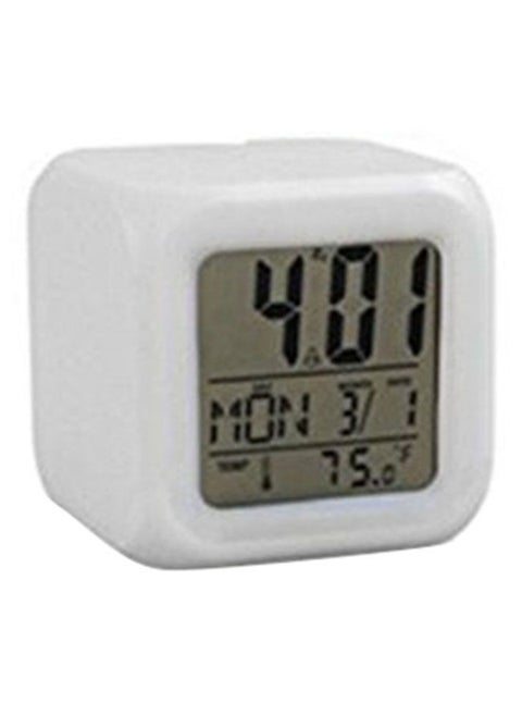 LED Colour Changing Alarm Clock White 8 x 8cm