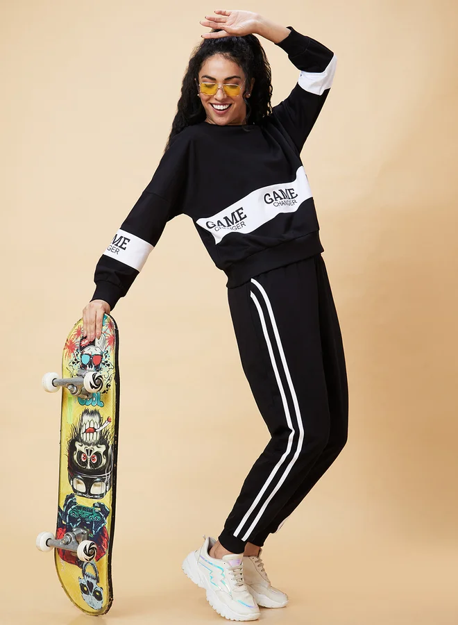 globus Globus Printed Boxy Fit Sweatshirt with Joggers Co-Ords