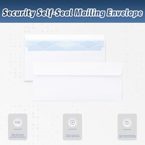 Yeplan 60PCS #10 Envelopes Letter Size Self Seal Business Envelopes No Window Security Mailing Envelopes Size 4-1/8 x 9-1/2 Inch - White 24LB Paper - Image 4