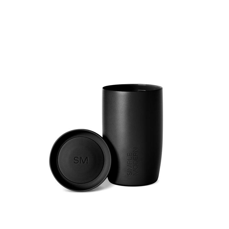 Simple Modern Travel Coffee Mug Tumbler with 360 Lid CeramicLined Insulated Stainless Steel Cold Brew Iced Coffee Cup Gifts for Women Men Her Him Voyager Signature 12oz Midnight Black - Image 2