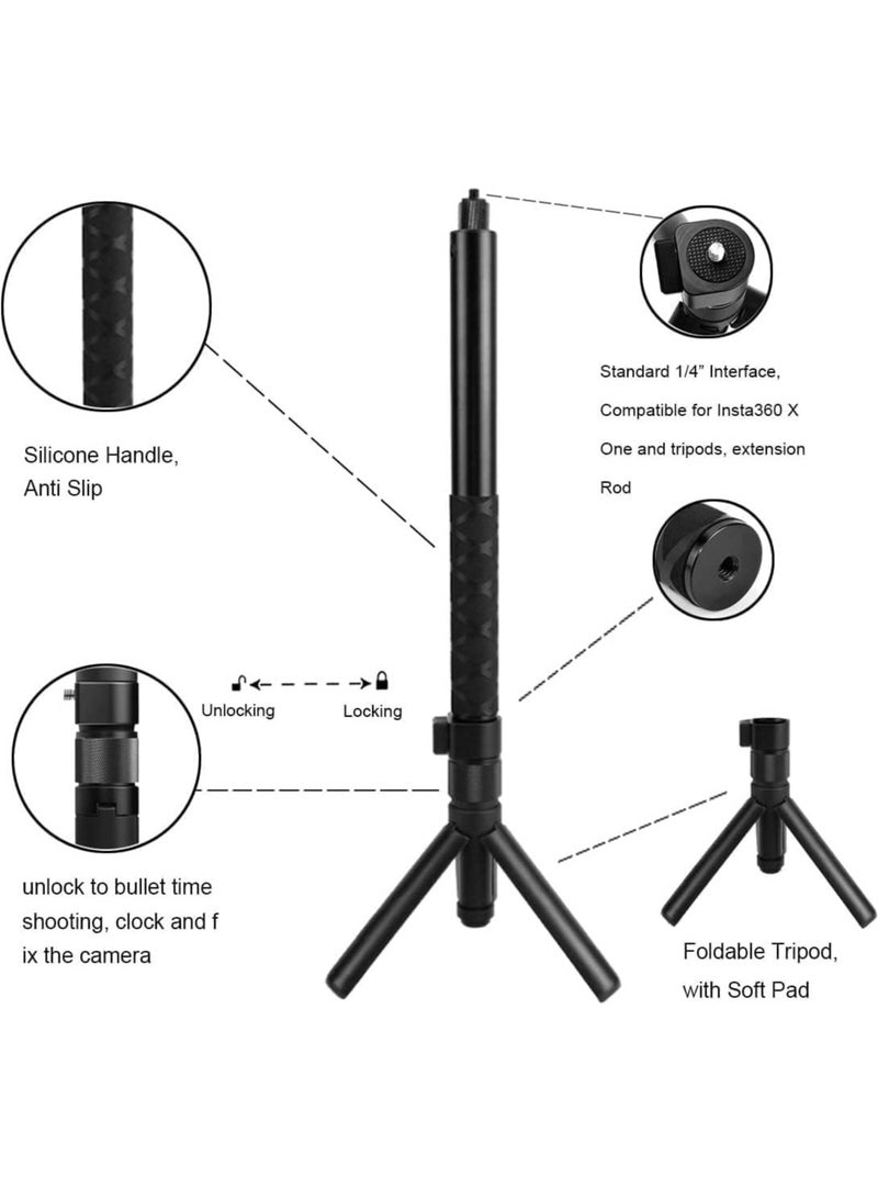 Topcore Insta360 Bullet Time Selfie Stick & Tripod Bundle - Invisible Adjustable Aluminum Stick for X5/X4/X3/GO 3S/One X2/One RS (Handheld)  - Image 2