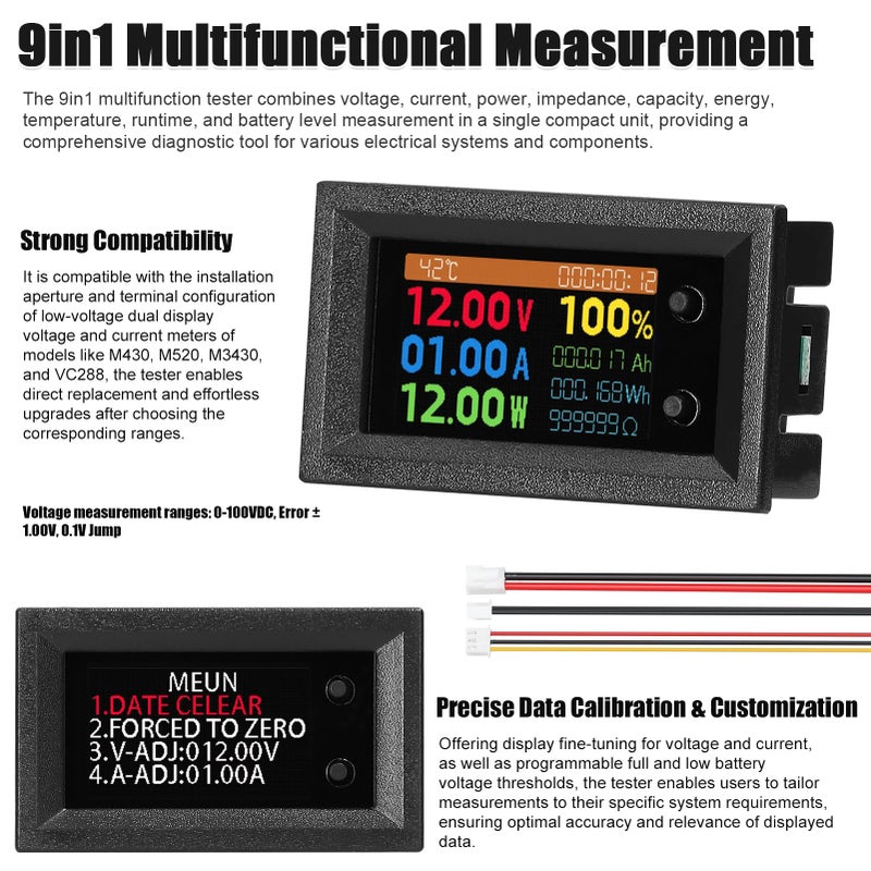 Multifunction Tester 100A with 1.14 Inch IPS Display Measures Voltage Current Power Energy - Image 4