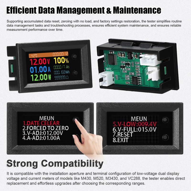 Multifunction Tester 100A with 1.14 Inch IPS Display Measures Voltage Current Power Energy - Image 3