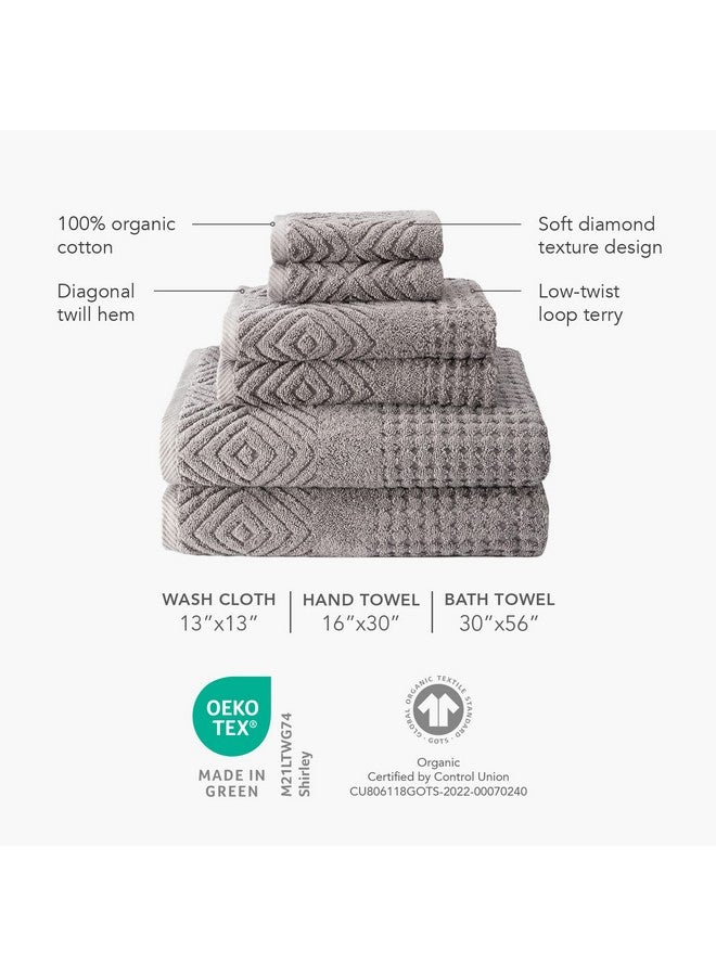 TexereSilk Texere 100% Organic Cotton Diamond Jacquard 700 GSM Luxury Bath Towel Sets - Ultra Soft and Absorbent Hotel and Spa Quality (Diamond, Cream, 2 Bath & 2 Hand Towels) - Image 4