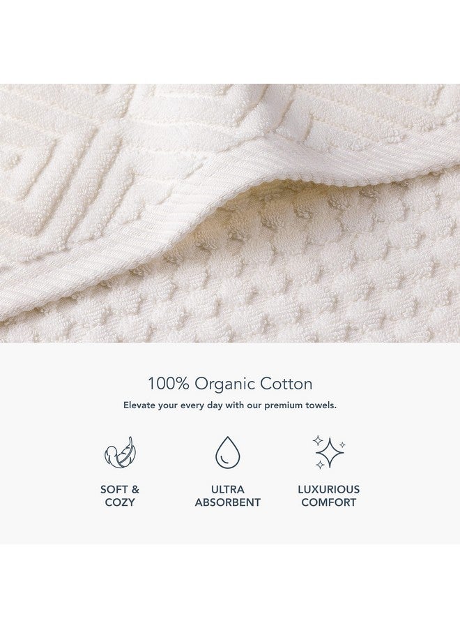 TexereSilk Texere 100% Organic Cotton Diamond Jacquard 700 GSM Luxury Bath Towel Sets - Ultra Soft and Absorbent Hotel and Spa Quality (Diamond, Cream, 2 Bath & 2 Hand Towels) - Image 2