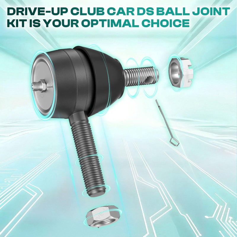 Drive-up Ball Joint Kit,Set of (3) Tie Rod End with grease fitting Fits for Club Car DS Golf Carts (1976-2008) - Image 4